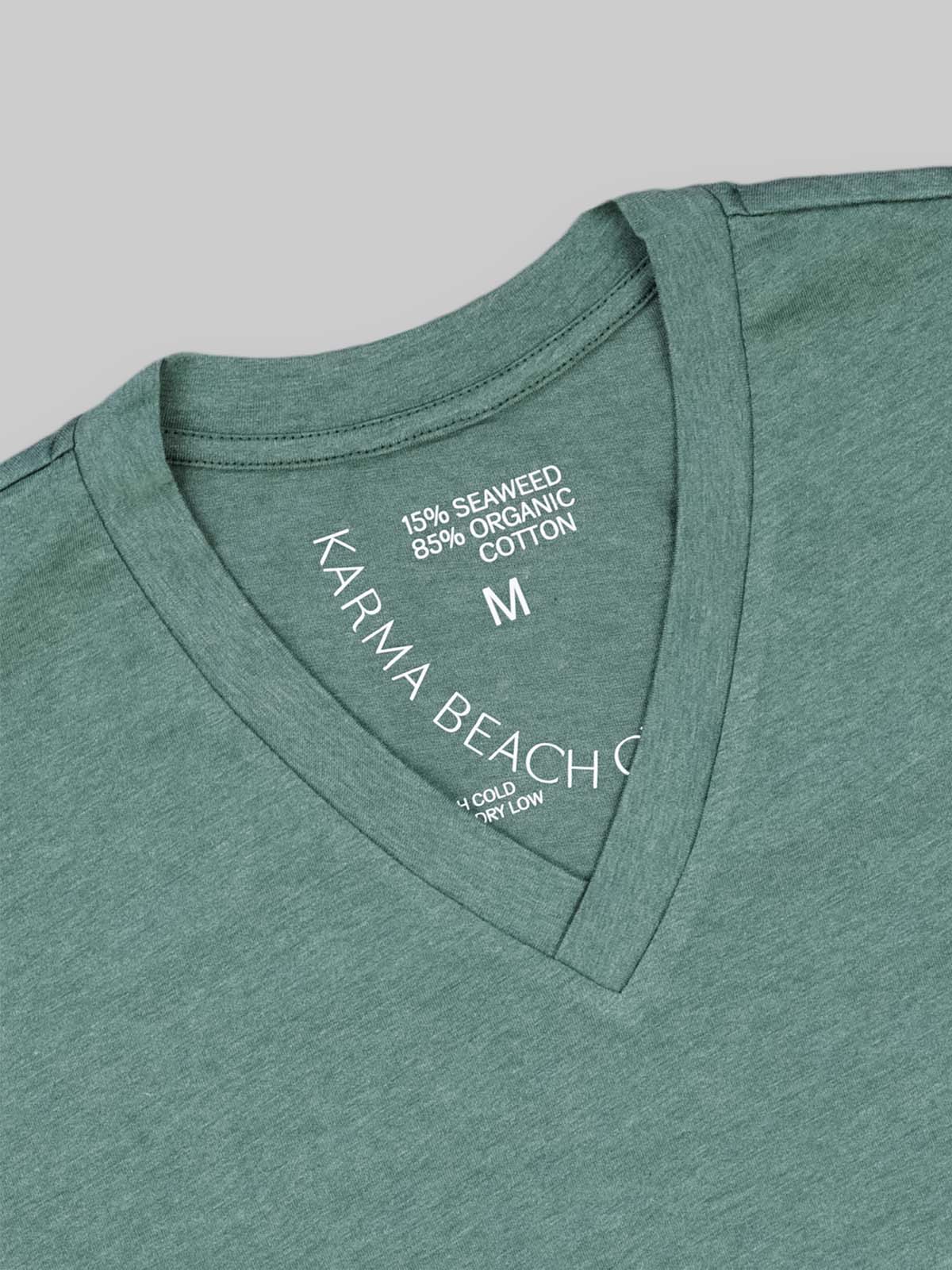 T-shirt ultra-soft Tee Karma seaweed super-sustainable & Club V-Neck | made Beach - Seaweed Classic with